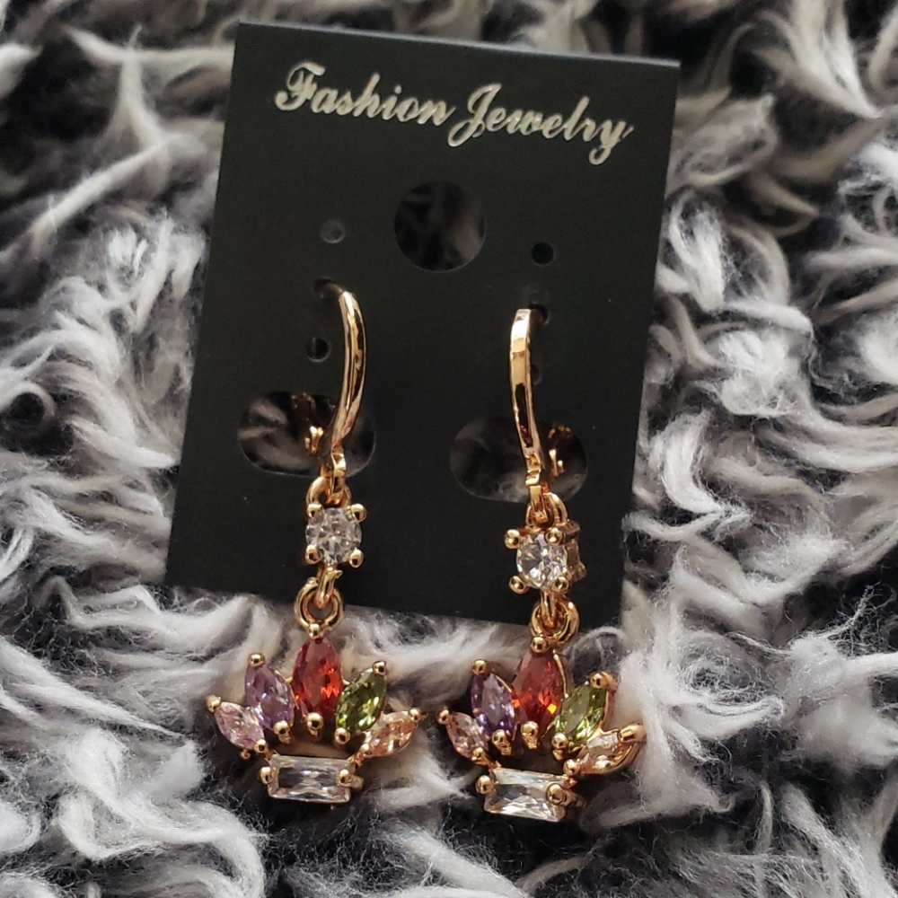 18K Yellow gold-filled multicolor topaz earrings